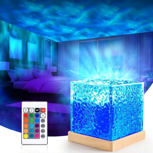 Ocean Wave Galaxy Projector, Night Light with Remote Control, 16 Colours, Gradual Rotating Northern Lights Lamp, 30 Lighting Modes